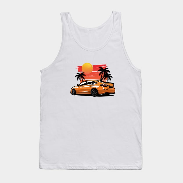 Orange Civic SI Sunset Palms Tank Top by KaroCars